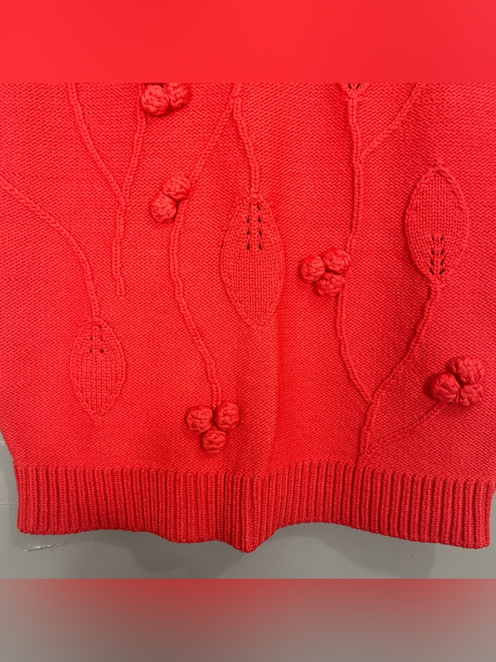 Pearl by Lela Rose Sweater Vest 3D Pom Pom Knitted Orange Women Medium - Picture 3 of 8